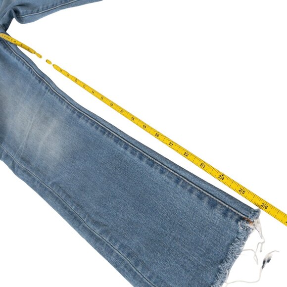 7 For All Mankind Roxanne Ankle W 25 L 26 Straight Light Blue Jeans Raw Hem - Picture 6 of 11